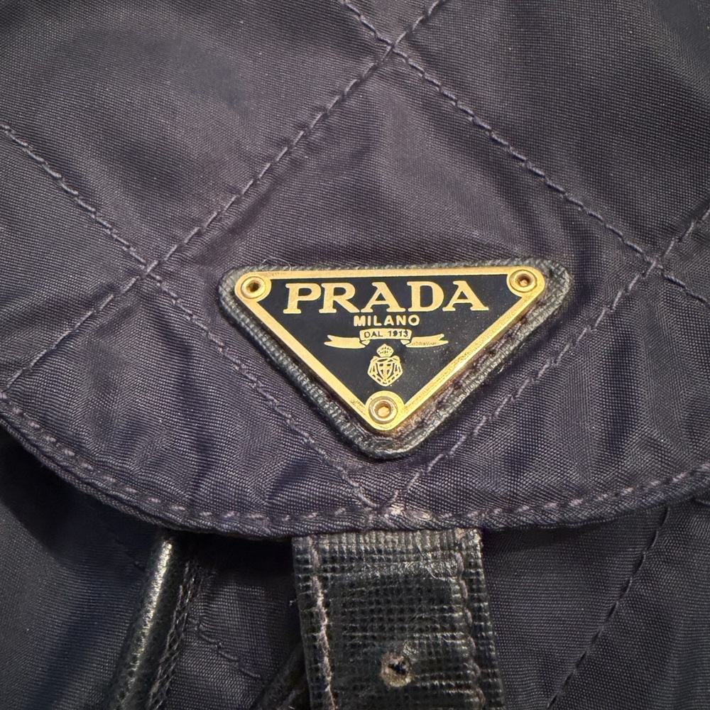 Prada Vintage Quilted Nylon Backpack Navy Blue | Triangle Logo | Authentic - Picture 3 of 3